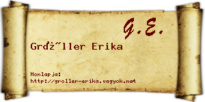 Gröller Erika névjegykártya